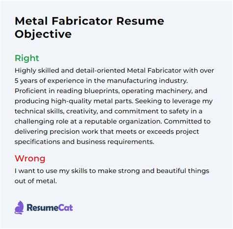 metal fabricator resume objectives